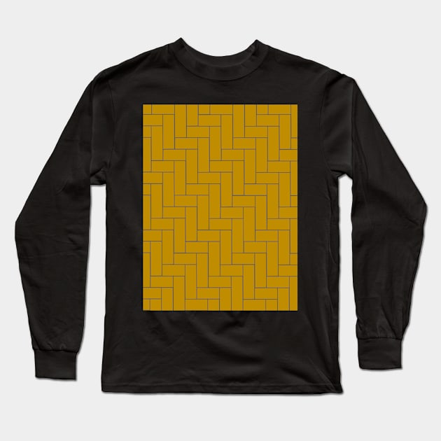 Mustard and Grey Geometric Tile Design Long Sleeve T-Shirt by OneThreeSix